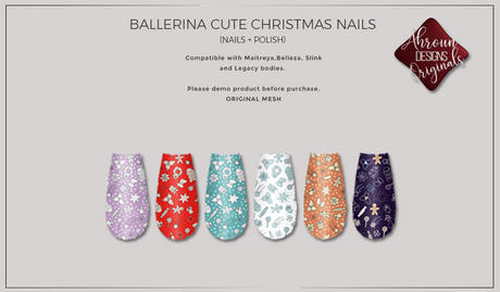 Second Life Marketplace - [AD Originals] Ballerina Cute Christmas Nails